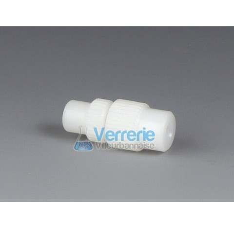 Vario coupling, PVDF for tubing ID 0,8mm and tubing OD 3,5 mm bore diam 0,8mm connecting thread UNF 
