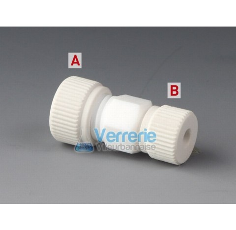 Reducing unin, PTFE Thread 2x M14X2 for tubing OD 6 mm and 4mm bore diam 6 mm temperature resistance