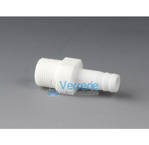 Screw-in tubing connector, PTFE Thread G 1/4 OD of connectors 6,8mm bore diam 4 mm lenght 22 mm wren