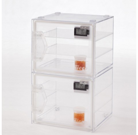 2 Mini dessicateurs en polycarbonate avec clef 6,2 litres transparent empilable volume utile 2x 6,2 