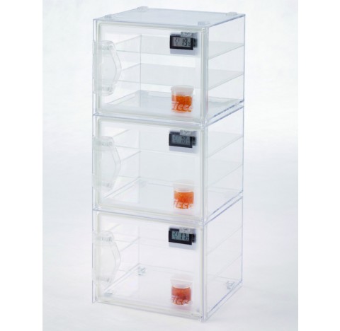 3 Mini dessicateurs en polycarbonate avec clef 6,2 litres transparent empilable volume utile 3x 6,2 