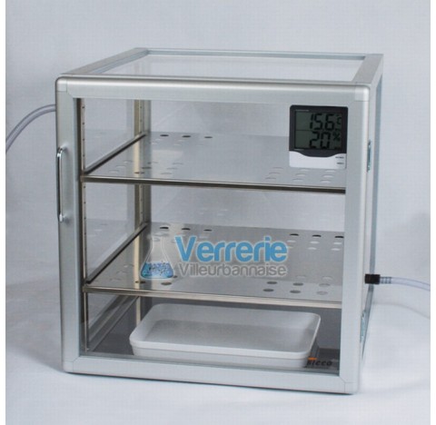 Dessicateur a gaz en PMMA Vol. utile 140litres Dim. Ext. 560 x 560 x 580 Dim. Int. 495 x 500 x 540mm