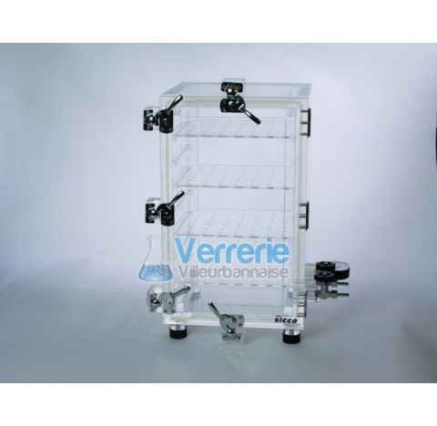 Dessicateur sous vide Vol utile 17,5 Litres Dim. Ext. 315 x 550 x 310 Dim. Int. 265 x 460 x 260mm Te