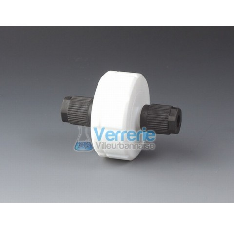 Flow filter, PTFE for membrane diam 25 mm , filtration surface 3,1 qcm, connecting thread GL14, for 