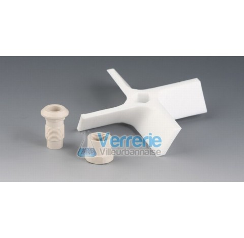 Propeller with 4 blades, PTFE and PEEK diam 140 mm height 30 mm thickness 5mm for shaft diam 10 mm w