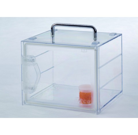 Mini dessicateur mobile en polystyrene Vol. utilisable 4,5Litres Dim. ext :235 x 175 x 210 Dim. Int 