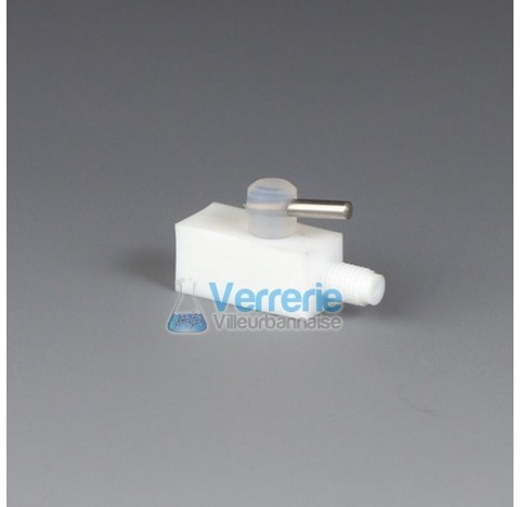 HPLC miniature 2 way stopcocks, PTFE for tubing IDxOD: 1,6x3,2 (1/16x1/8) one connection female and 
