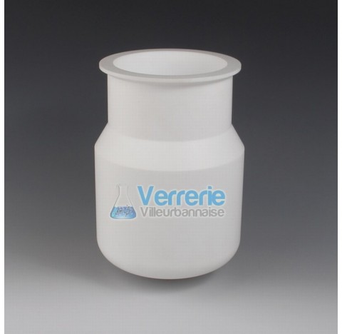 Flat flange reaction vessel, PTFE 500 ml NW100 OD 110 mm height 120mm round bottom, can be heated by