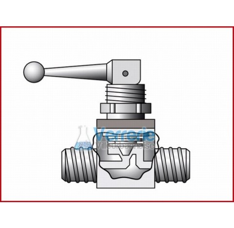 Snap valve, PTFE thread M18X2 for tubing OD 10mm outer dimensions 85x44x90mm temperature resistance 