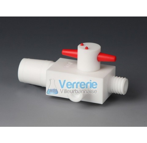 Stopcock, PTFE 3-way ,bore shape stopcock I, bore diam 6 mm thread of screw cap GL18 and ground join