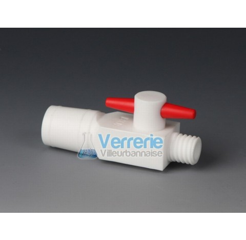 Stopcock, PTFE 2-way ,bore shape stopcock I, bore diam 6 mm thread of screw cap GL18 and ground join