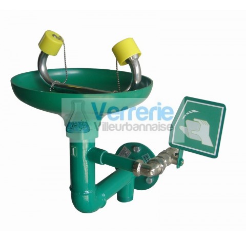 Laveur d'yeux de securite mural a Vasque en ABS  usage interieur a commande manuelle a fixation mura