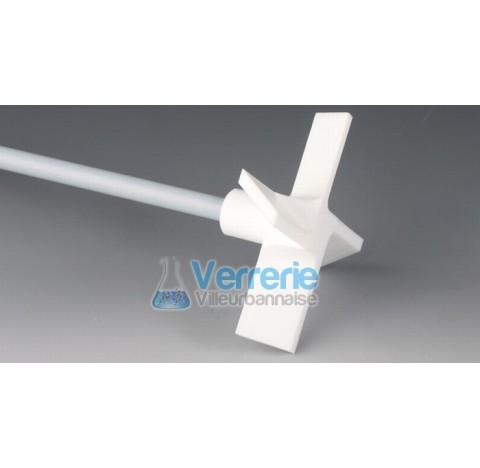 Tige d'agitation a helice 4 pales PTFE longueur 600 mm, Diam de la tige 10 mm, Diam 75 mm Temp. De r