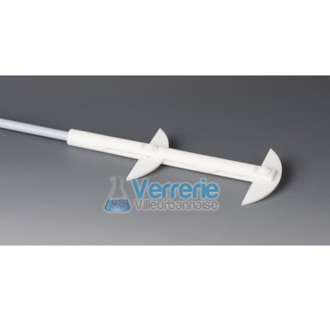 Double moon shaped stirrer shafts , PTFE Lenght 450mm shaft diam 10mm chucking diam 8 mm for ground 