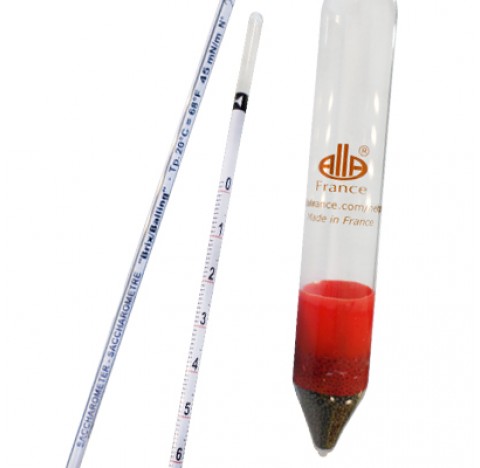 Densimetres et Mustimetres pour le controle du mout en verre amplitude 0-10 Brix / Balling  division