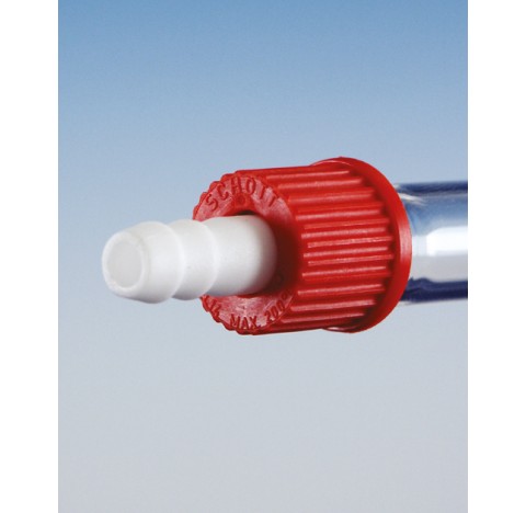 PTFE Hose connection complete with screw cap made of PBT, GL 25, straight packing of 10