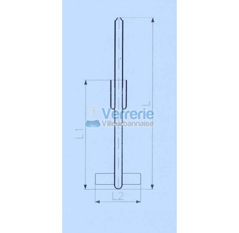 Agitateur 2 pales en verre pour cuve 30 litres Longueur totale 740mm L1: 540mm L2: 150mm