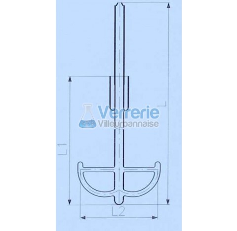 Agitateur 2 forme ancre en verre pour cuve 30 litres Longueur totale 740mm L1: 540mm L2: 220mm