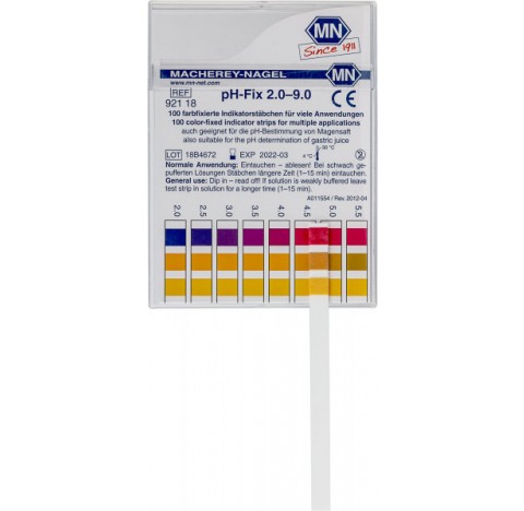 Languettes pH, pH-Fix 2,0?9,0, Indicateur li‚ chimiquement.Graduation pH 2-2.5-3-3.5-4-4.5-5-5.5-6-6