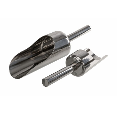 Pharma scoop in V4A steel 2,5 liters dimensions : diameter 135 mm , scoop length 250 mm total length