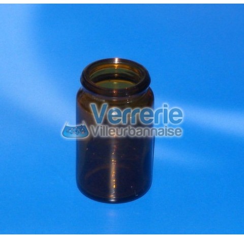 Pillbox 25 ml glass transparent amber without cap Dim. height. 51,2 mm O.D.. 31 mm Cape : CAP30PIL ,