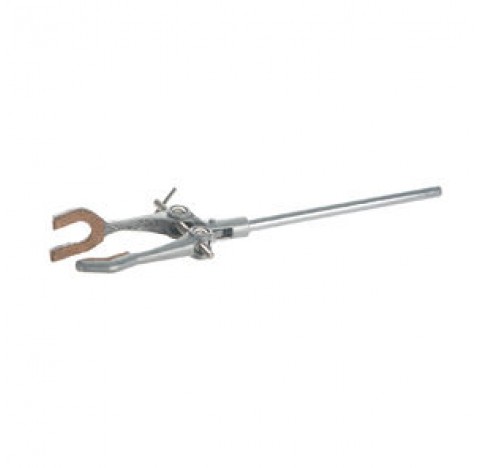 Retort clamp special 3 prongs clamping 0 to 100 mm , diameter x length: 8 x 140 mm ,Aluminium ,finge