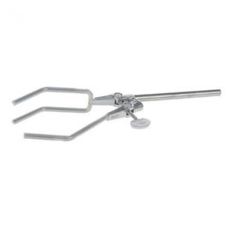 Retort clamp special 3 prongs clamping 0 to 120 mm , diameter x length of rod : 12 x 190 mm ,Stainle