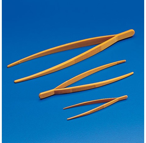 Forceps length 253 mm in POM autoclavable with rouded ends.