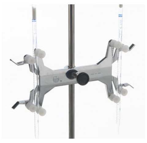 Burette holder with bosshead clamping 0 to 13 mm , distance between rolls 170 mm ,aluminium with PVC