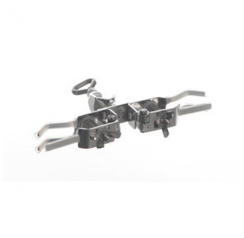 Double Burette clamp clamping diameter 0 to 20 mm ,stainless steel , finger wit silicone coating