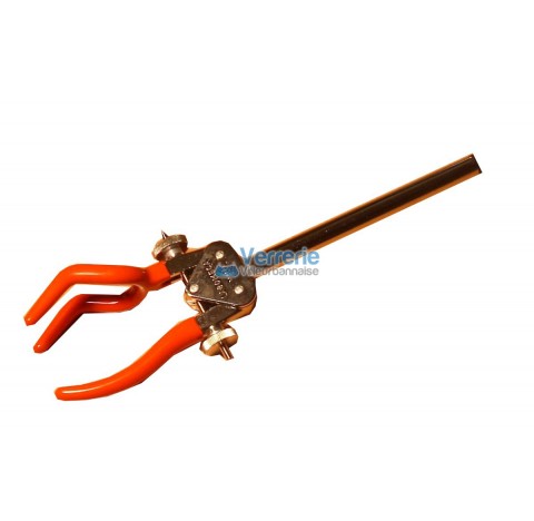 Retord clamp 3 prongs clamping diameter 8 to 30 mm total length 180mm Labomeca to hold burette on a 