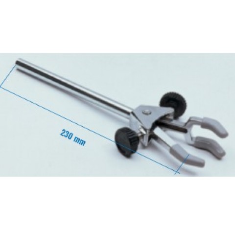 Pince 3 doigts en metal chrome et doigt plastifie PVC pour diametre 0 a 60 mm