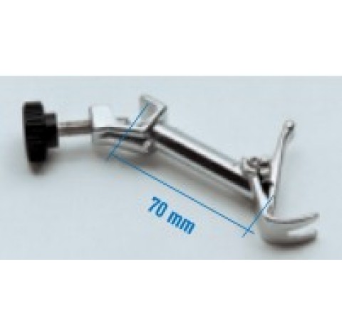 Pince pour burettes et thermometres automatique avec noitx, en metal chrome et fermeture a ressort. 