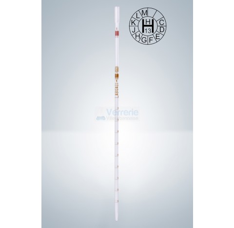 Pipette graduee classe AS 2 ml subdivision: 0,02 ml Graduation brune, graduee jusqu'a la pointe, eco