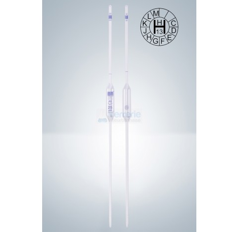 Pipette jaugee AS 1 ml EM Techcolor ,classe AS , graduation bleue, certificat de conformite avec num