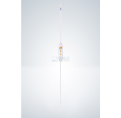 Pipette jaugee 50 ml EM Techcolor ,classe AS , graduation brune, verre AR avec un trait DIN EN ISO 6