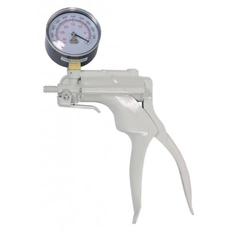 VacuMan vacuum pump, w/press.gauge, PVC, 16ml/str.