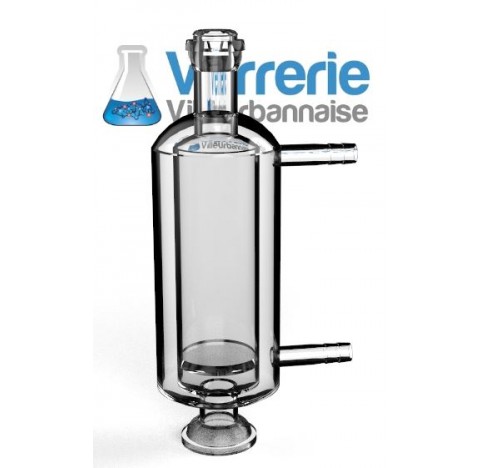 Porte résine double enveloppe 29/15 avec fritté porosité 1, forme condenseur, en verre borosilicate