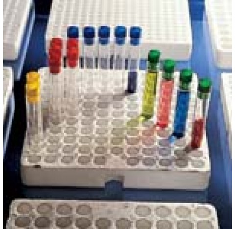 Test tube tray, 96 places diameter of holes 16,5 mm depth of holes 22 mm dimensons 220x220x32 mm in 