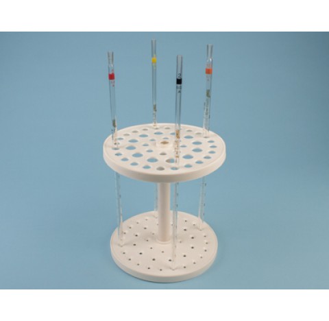 Support circulaire pour pipettes en polypropylène, capacité 44 pipettes , 32 orifices 12 mm et 12 or