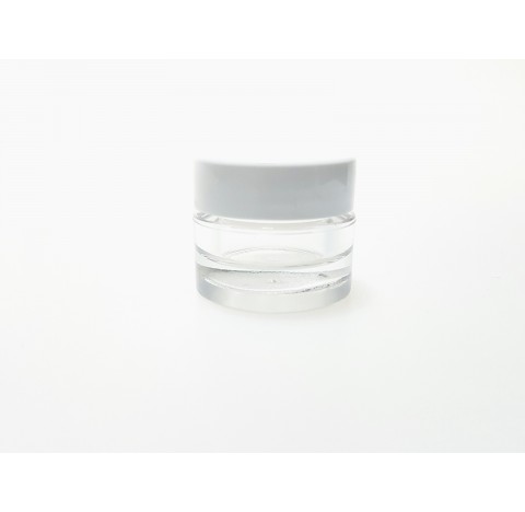 Pot pour creme 7 ml en PETG Cristal transparent couvercle blanc bague 33/400