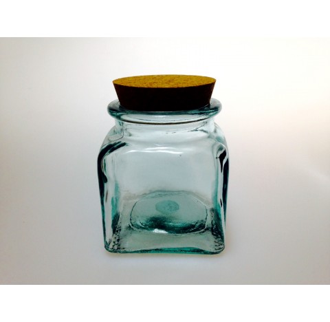 Pot carre en verre recycle 500 ml avec bouchon en liege