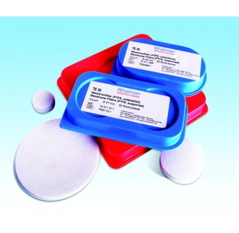 PTFE Membrane Circles TE36  diameter 47 mm, pore size 0,45 um, 100 PTFE membranes,hydrophobic, water