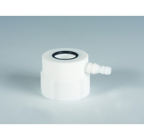 PTFE Vacuum Adaptor with thread GL45 for funnel outlet diameter 22 mm max, connector 9-12 mm