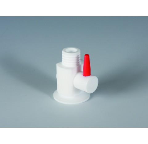 PTFE Tri-clamp GL-Adaptor DN20 and GL25 with stopcock, diameter 50,5 mm for tubing internal diameter
