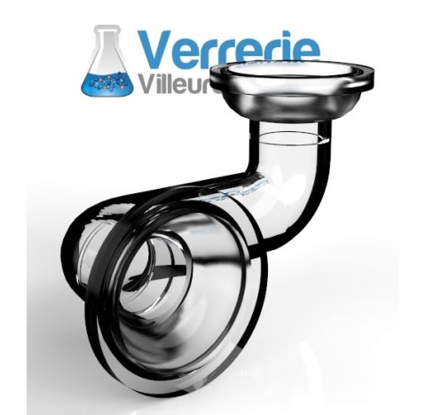 Raccord double coudes, 2 rodages 29/15 femelle, en verre borosilicate.