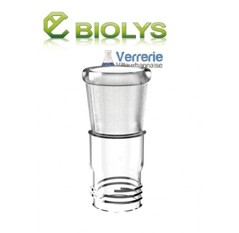 Raccord rodage 14/23 femelle et filetage SVL15 en verre borosilicate  (livre sans bouchon ni joint)