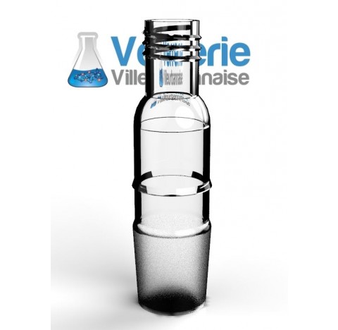 Raccord avec rodage 24/29 male rodaviss et filetage GL25 en verre borosilicate