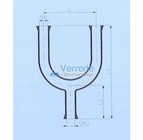 Raccord en U 3 x DN 25RK entraxe 150 mm hauteur L1: 225 mm L2: 75mm verre industriel