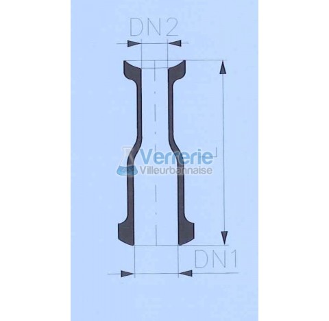Adaptateur DN 25 KZA et DN 15 KZB Longueur 100 mm en verre